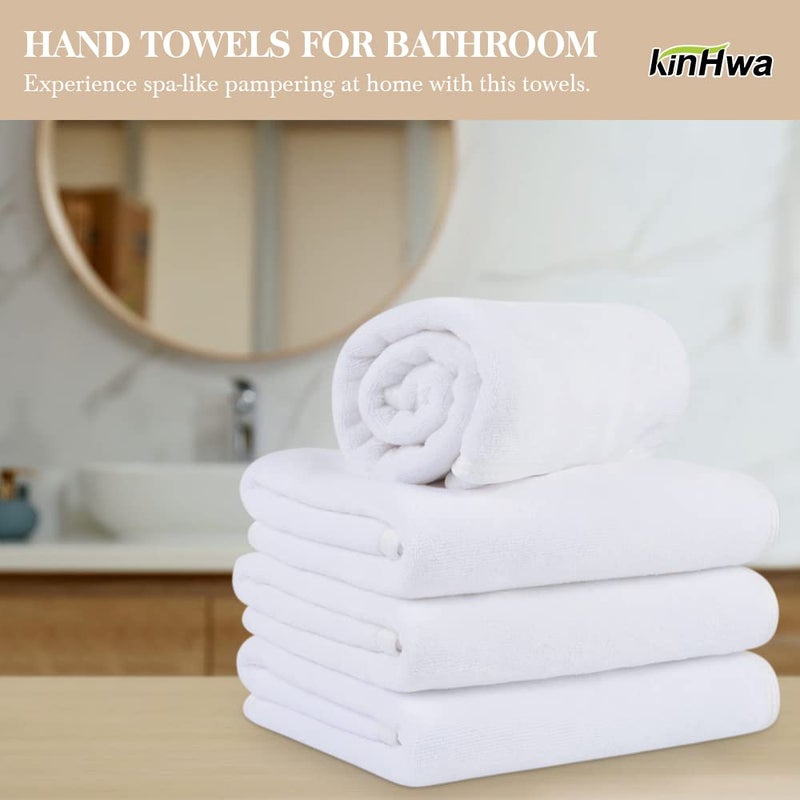 KinHwa Microfiber Hand Towels for Bathroom Soft and Absorbent Face Towels for Bath, Spa, Gym 16inch x 30inch (4, White, 16inch x 30inch) - Image 3